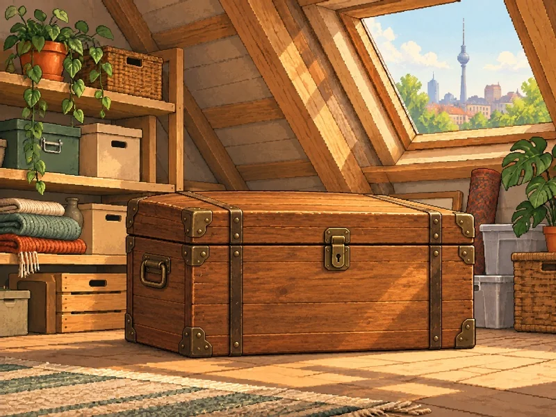 Geschlossene Truhe für Reisetaschen im Dachgeschoss